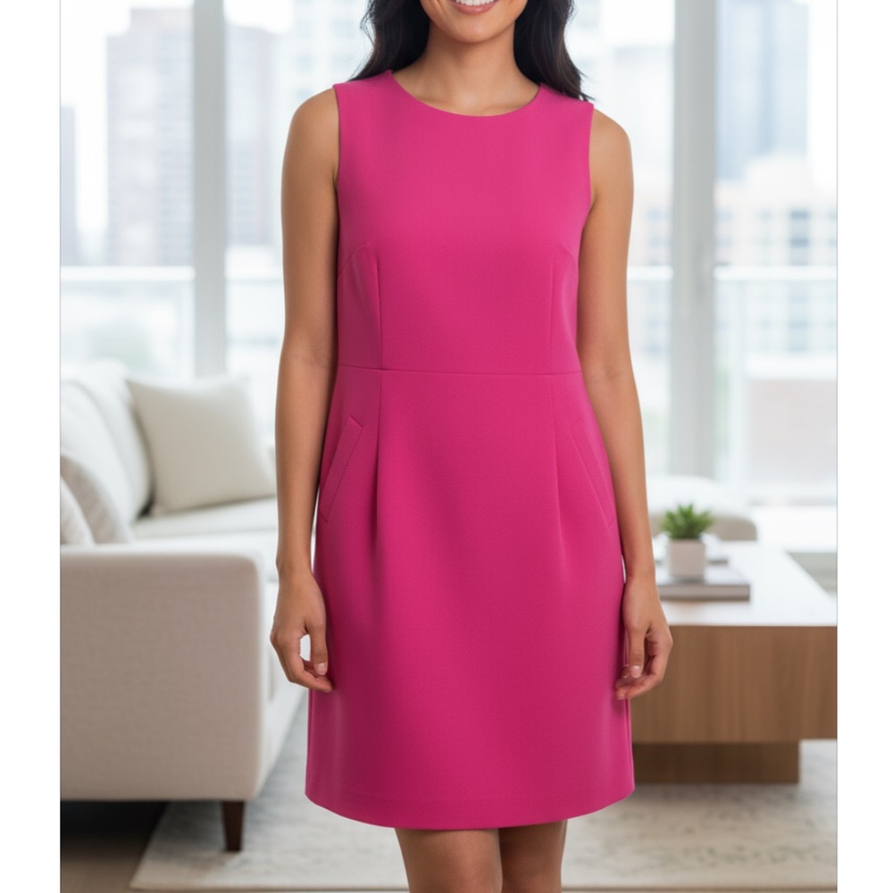 DIANE VON FURSTENBERG barbie pink sheath dress with gold zipper size 6